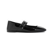 Zwarte Leren Ballerina's Elegante Schoenen Valentino Garavani , Black ...