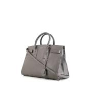 Pre-owned Leather handbags Yves Saint Laurent Vintage , Gray , Dames