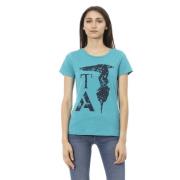 Korte Mouw Ronde Hals T-shirt Trussardi , Blue , Dames