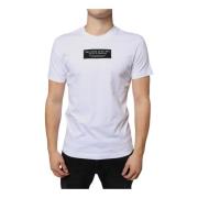 Wit Katoen Logo Applique T-Shirt Dolce & Gabbana , White , Heren