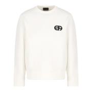 Witte Sweater Lange Mouw Geborduurd Logo Emporio Armani , White , Here...