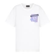 Witte T-shirts en Polos met Pailletten Logo Print Emporio Armani , Whi...