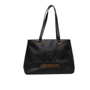 Stijlvolle Shopper Tas met Toprits Love Moschino , Black , Dames