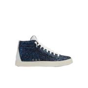 Glitter Skate Sneakers met Pailletten P448 , Blue , Dames