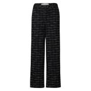 Geruite Bouclé Broek Street One , Black , Dames