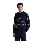 Navy Sweatshirt met Regular Fit Paul & Shark , Blue , Heren