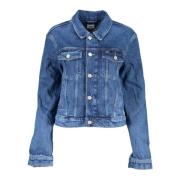 Blauwe Denim Sportjas met Borduursel Tommy Hilfiger , Blue , Dames