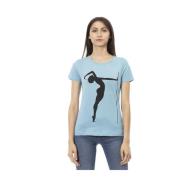 Casual T-shirt met ronde hals Trussardi , Blue , Dames