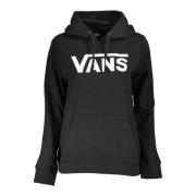 Zwarte hoodie met print en zak Vans , Black , Dames