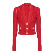 Geknipte gebreide vest Balmain , Red , Dames