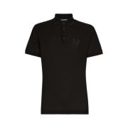 Zwarte Geborduurde Jersey Polo Shirt Dolce & Gabbana , Black , Heren