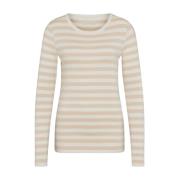 Gestreept Ronde Hals T-shirt Beige Juvia , Multicolor , Dames