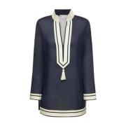 Navy Katoenen Tuniek met V-hals Tory Burch , Blue , Dames