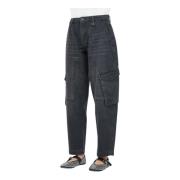 Zwarte Cargo Jeans met Oversized Zakken Gaëlle Paris , Black , Dames