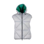 Chique Grijze Puffer Vest met Groene Voering Centogrammi , Green , Dam...