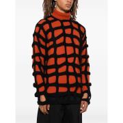 Zwarte Gebreide Cut-Out Sweater Comme des Garçons , Red , Heren