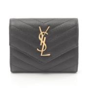 Pre-owned Leather wallets Saint Laurent Vintage , Black , Dames