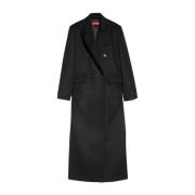 Lange dubbelrijige wollen jas Max Mara Studio , Black , Dames