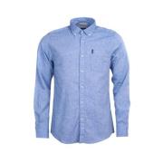 Linnen Katoenen Overhemd Klassiek Smart Casual Barbour , Blue , Heren