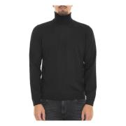 Turtleneck Pullover met Gestikt Logo Boss , Black , Heren