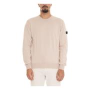 Ronde hals trui met armlogo Peuterey , Beige , Heren