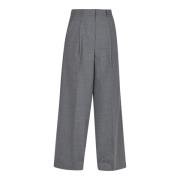 Grijze Wollen Wijde Pijp Broek Ottod'Ame , Gray , Dames