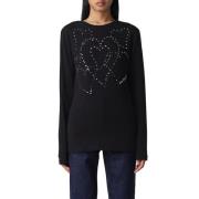 Sprankelend Hart Longsleeve T-shirt Love Moschino , Black , Dames