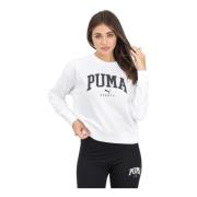 Witte Crewneck Sweater Herfst Winter Puma , White , Dames