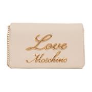 Schoudertas met Metalen Ketting en Zakken Love Moschino , Beige , Dame...