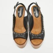 Pre-owned Leather sandals Chanel Vintage , Black , Dames