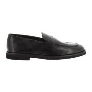 Zwarte Penny Mocassin Platte Schoenen Doucal's , Black , Heren