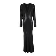 Elegante V-hals Visstaart Jurk Norma Kamali , Black , Dames