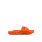 Oranje Logo Stoffen Slider Sandalen Heron Preston , Orange , Heren