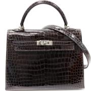 Pre-owned Leather handbags Hermès Vintage , Gray , Dames