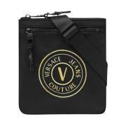 Stijlvolle Leren Tas Versace Jeans Couture , Black , Dames