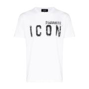 Witte Spray Icon Print T-shirt Dsquared2 , White , Heren