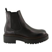 Zwarte Leren Laarzen Amandel Teen Prada , Black , Heren