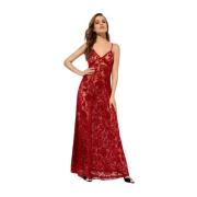 Rode bloemen maxi jurk Norma Kamali , Red , Dames