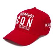 Iconische Rode Baseballpet met Logo Details Dsquared2 , Red , Heren