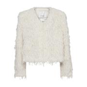 Faux Fur Jas met FeatherCC Stijl Co'Couture , White , Dames