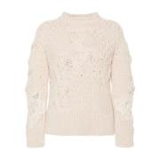 Chunky Cable Gebreide Bloemen Trui Ermanno Scervino , White , Dames