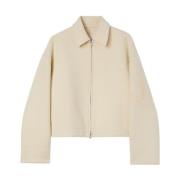 Beige Wol Logo Shirt Rits Zak Jil Sander , Beige , Dames