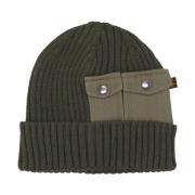 Donkergroene Utility Beanie met Geribbelde Boord Alpha Industries , Gr...