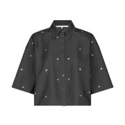 Elegance Shirt Lange Mouw Blouse Second Dames , Black , Dames