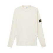 Geribbelde Wol Stretch Crewneck Sweatshirt Stone Island , Beige , Here...