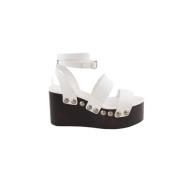 Pre-owned Leather sandals Alaïa Pre-owned , White , Dames