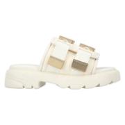 Leather sandals Bottega Veneta , White , Dames