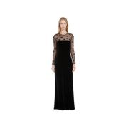 Fluwelen Lange Jurk - Elegante Stijl Max Mara , Black , Dames