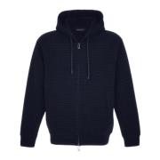 Blauwe hoodie met allover logoprint Emporio Armani , Blue , Heren