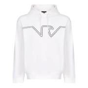 Witte Jersey Hoodie met reliëf Adelaar Logo Emporio Armani , White , H...